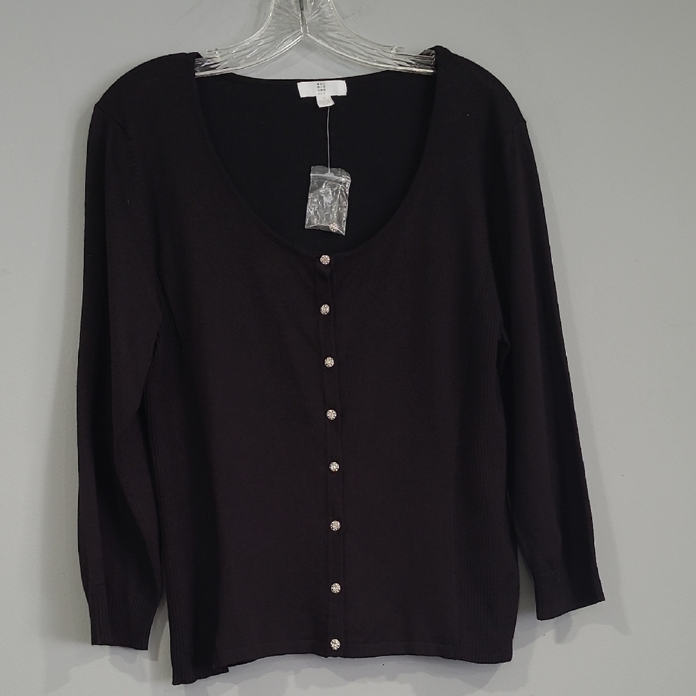 Apt. 9 Black Button-Front Women's Cardigan